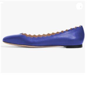 FSJ Royal Blue Pump Shoes Scalloping Round Toe Suede Ballet Flats Shoes